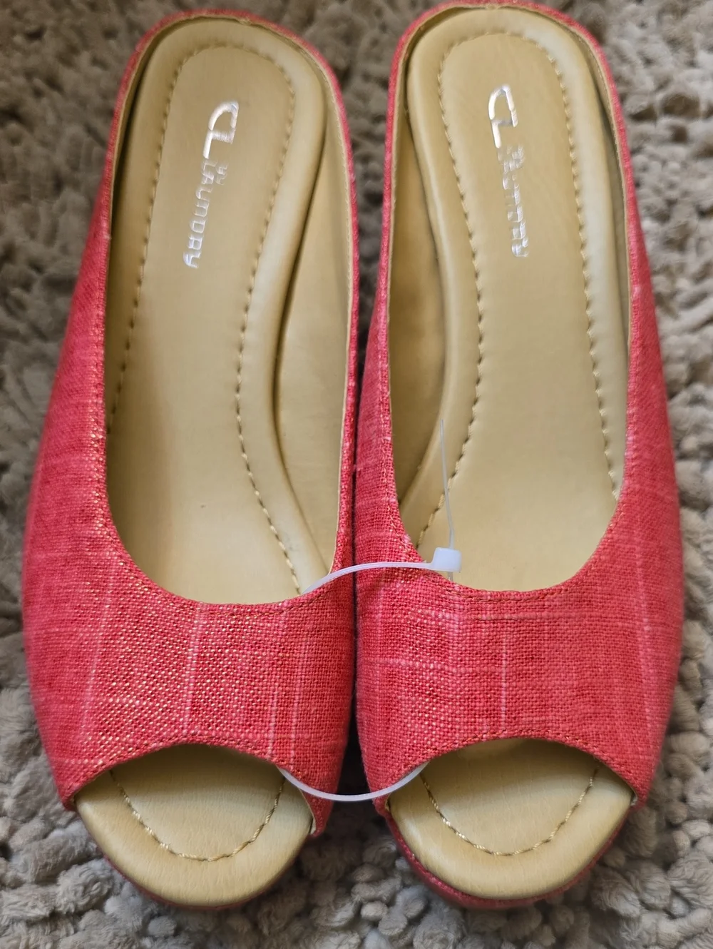 New CL Laundry Women's Size 10 Pink Gold Shimmer Linen Espardrille Braided Wedge